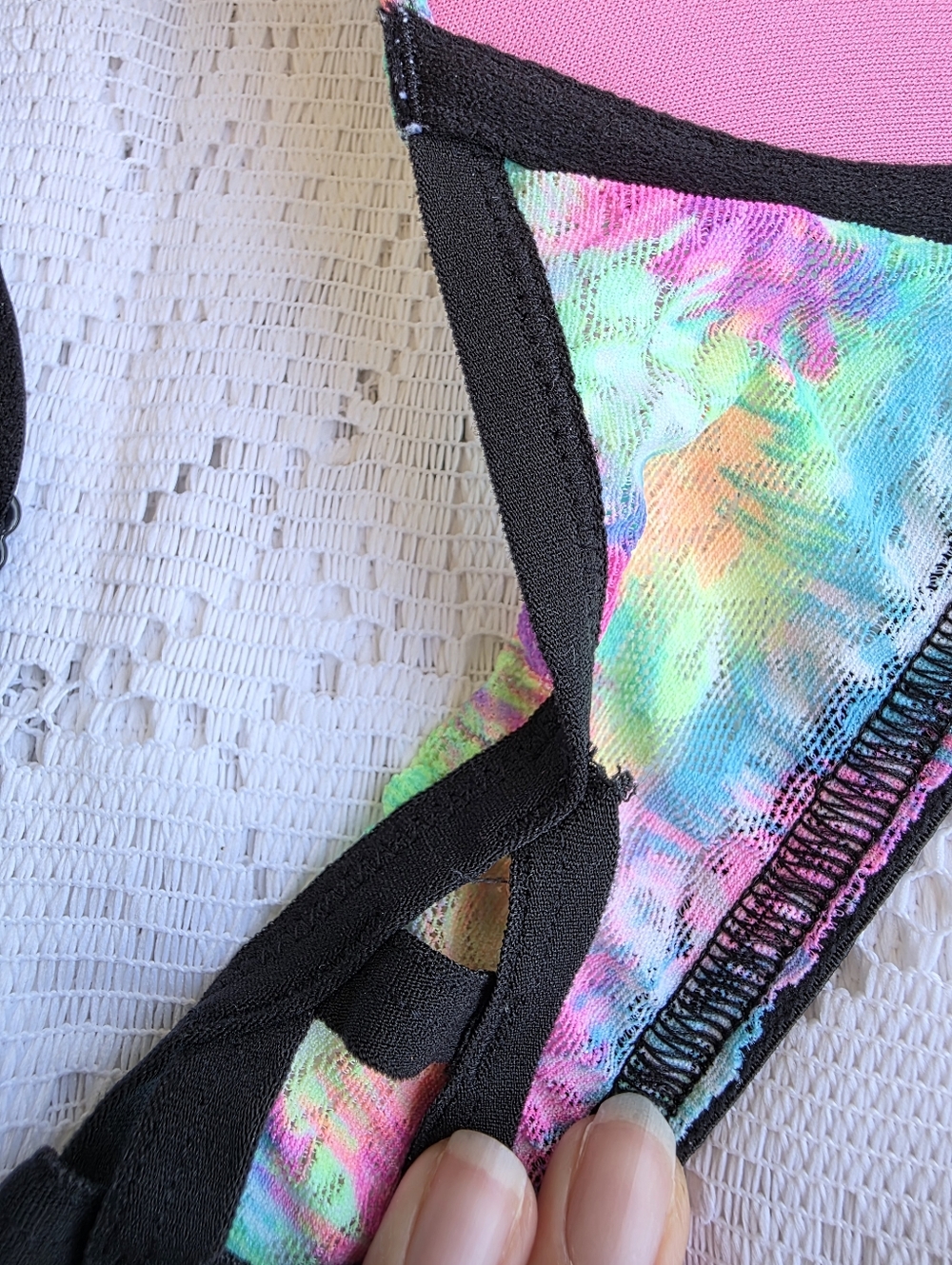 PINK Victoria's Secret Push Up Bra 32DD Front Closure Lace Underwire Padded Neon - Picture 8 of 12